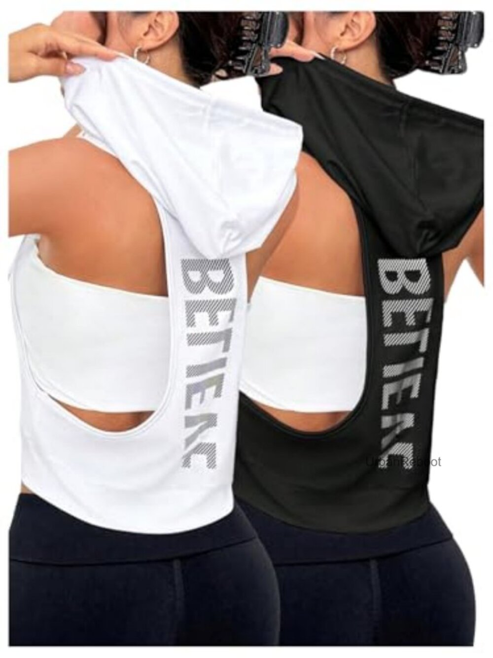 SweatyRocks Polyester Sleeveless Cropped Hoodie Tank Top Workout Gym